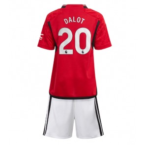 Manchester United Diogo Dalot #20 Hjemmebanesæt Børn 2023-24 Kort ærmer (+ korte bukser)